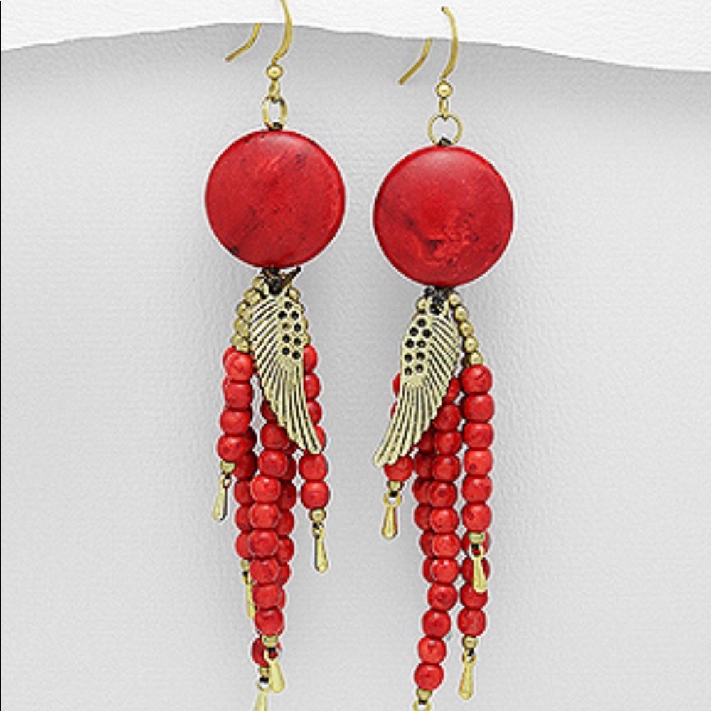 Brass and Howlite Earrings